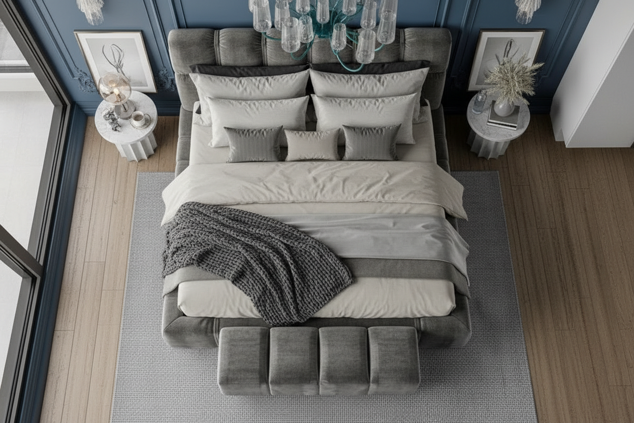 Gloria Bed Charcoal Grey Top View