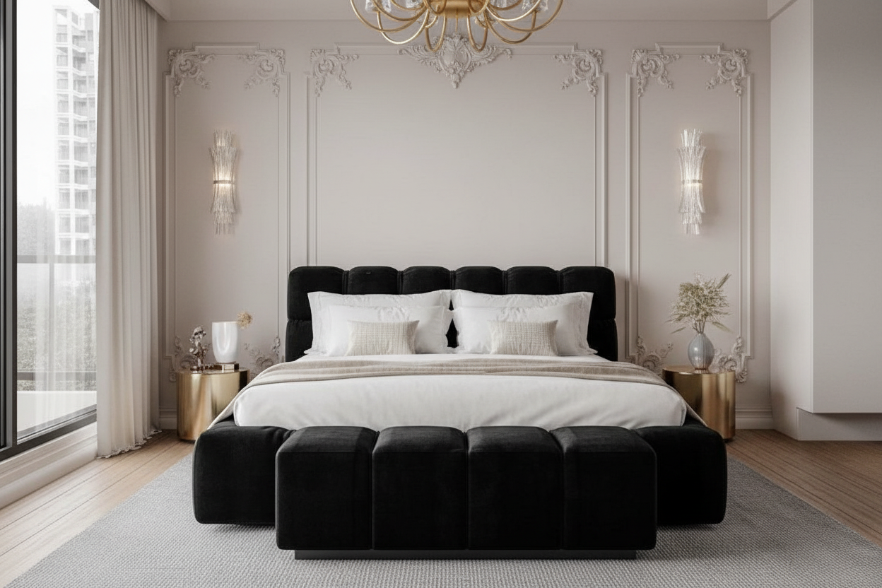 Gloria Bed in Black - Lifestyle Scene