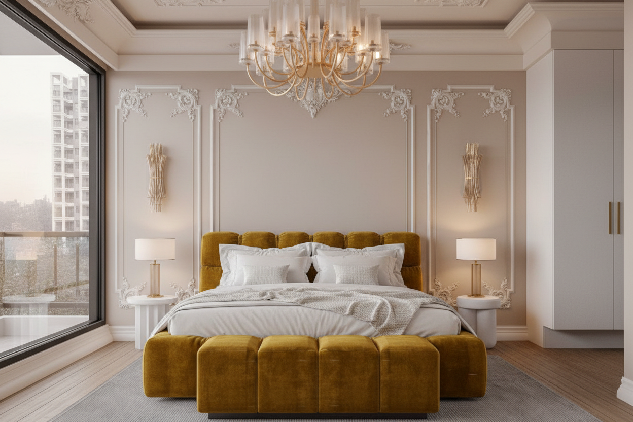 Gloria Bed in Mustard Yellow - Lifestyle Scene