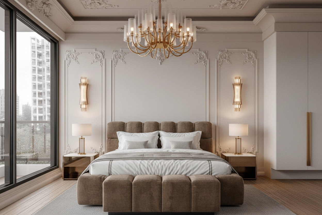 Gloria Bed in Taupe Brown - Lifestyle Scene