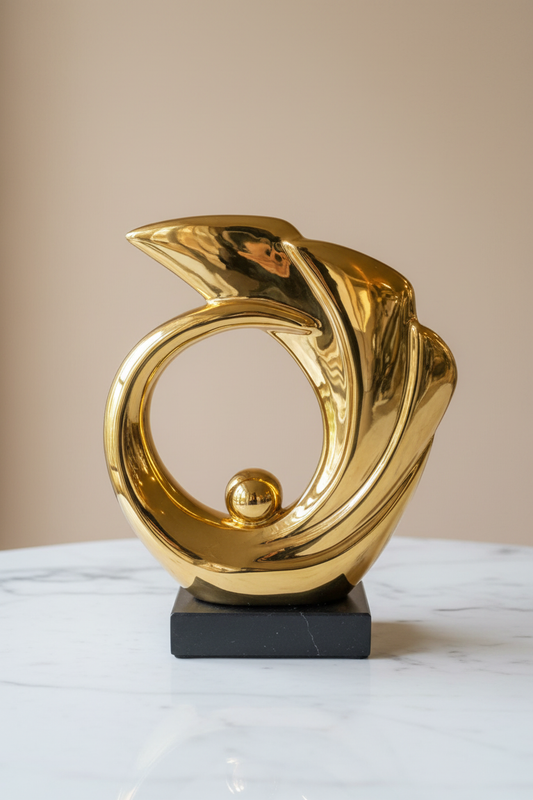 Gold Abstract Sculpture — Studio Lifestyle