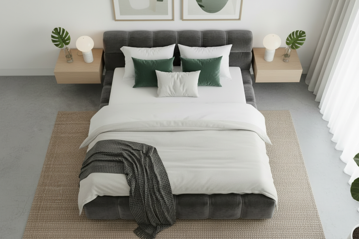 Gustavo Bed Set - Charcoal Gray Top View