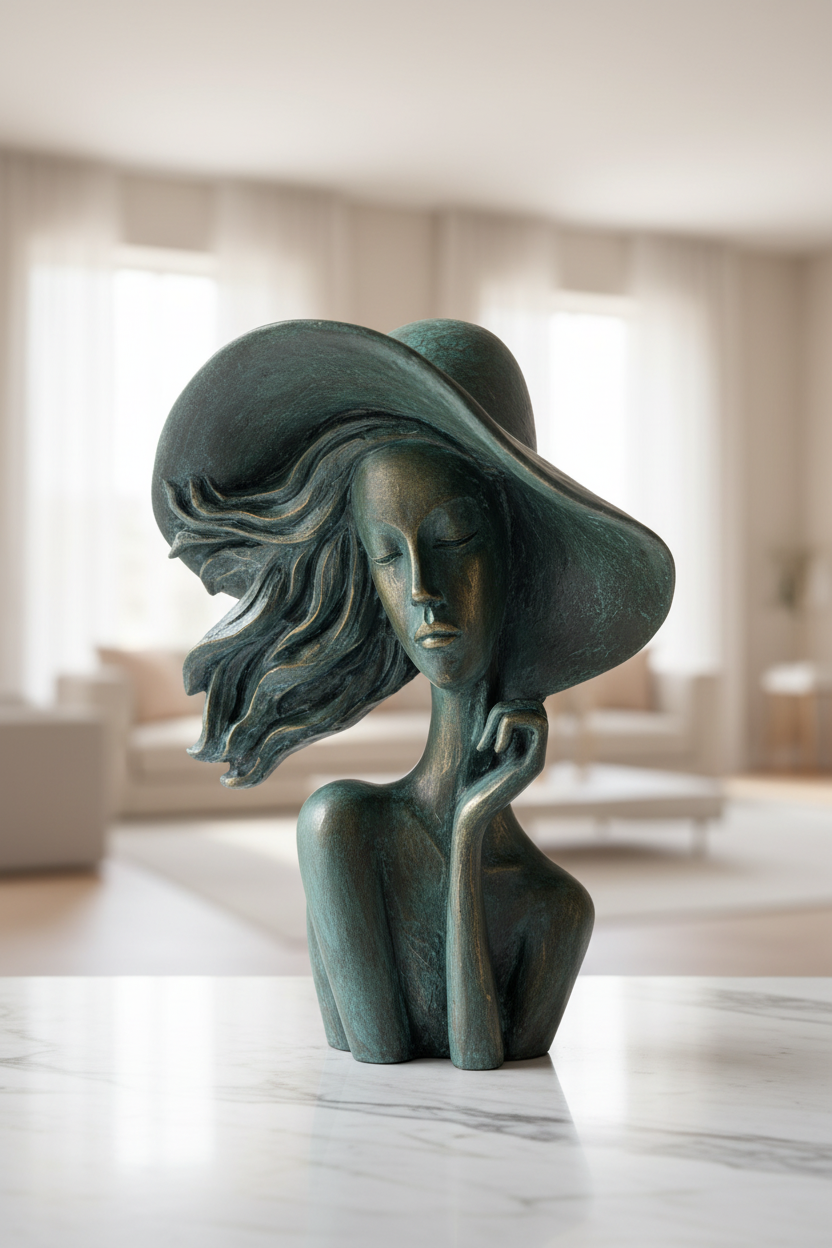 Hat Lady Sculpture Close-Up Focus