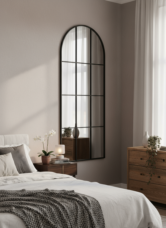 Window Arch Black Framed Mirror