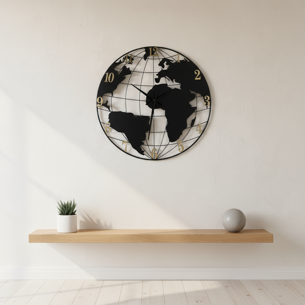 World Map Wall Clock