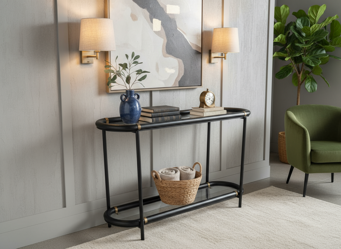 Darcy Console Table - Modern Glass Top
