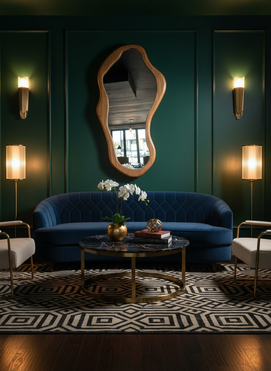 Mirror in Art Deco Living Room