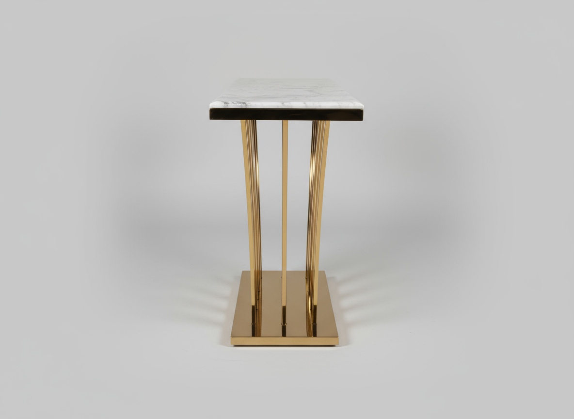 Trinity Marble Console Table with Gold Geometric Base
