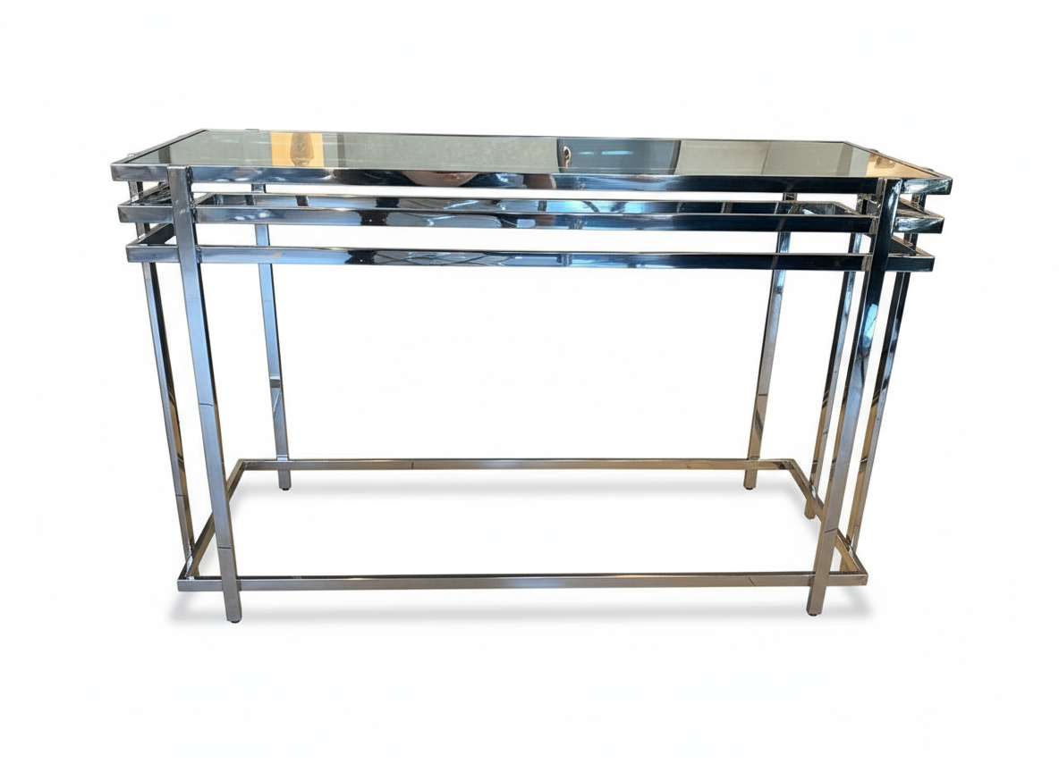Charlotte Glass Console  - Modern Metallic Finish