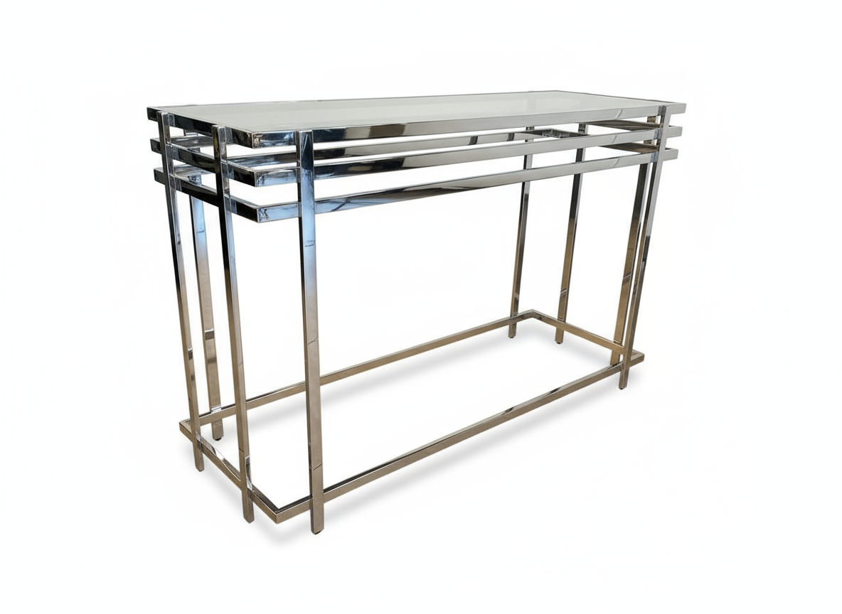 Charlotte Glass Console  - Modern Metallic Finish