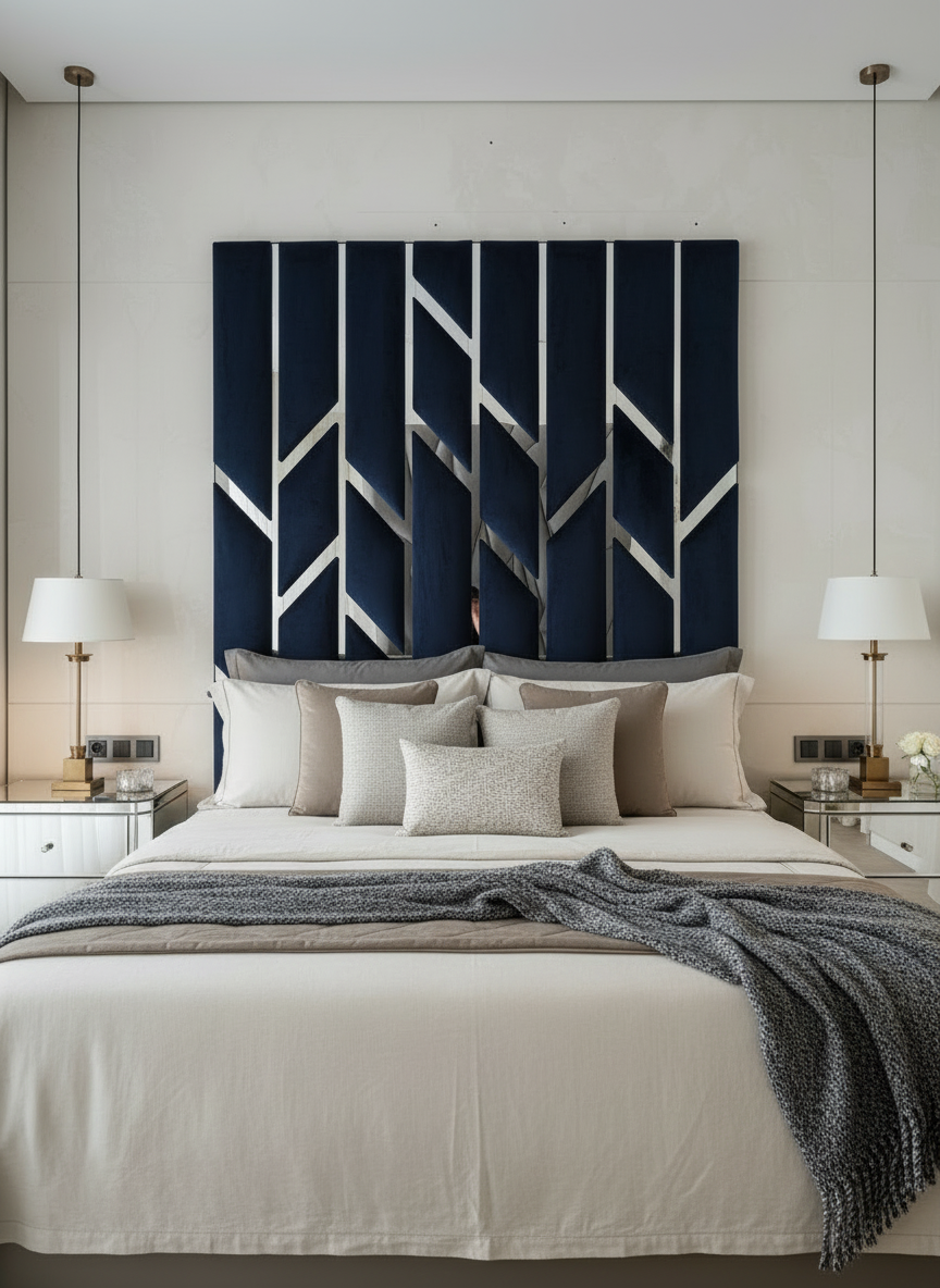 Angelo Headboard - Navy Blue
