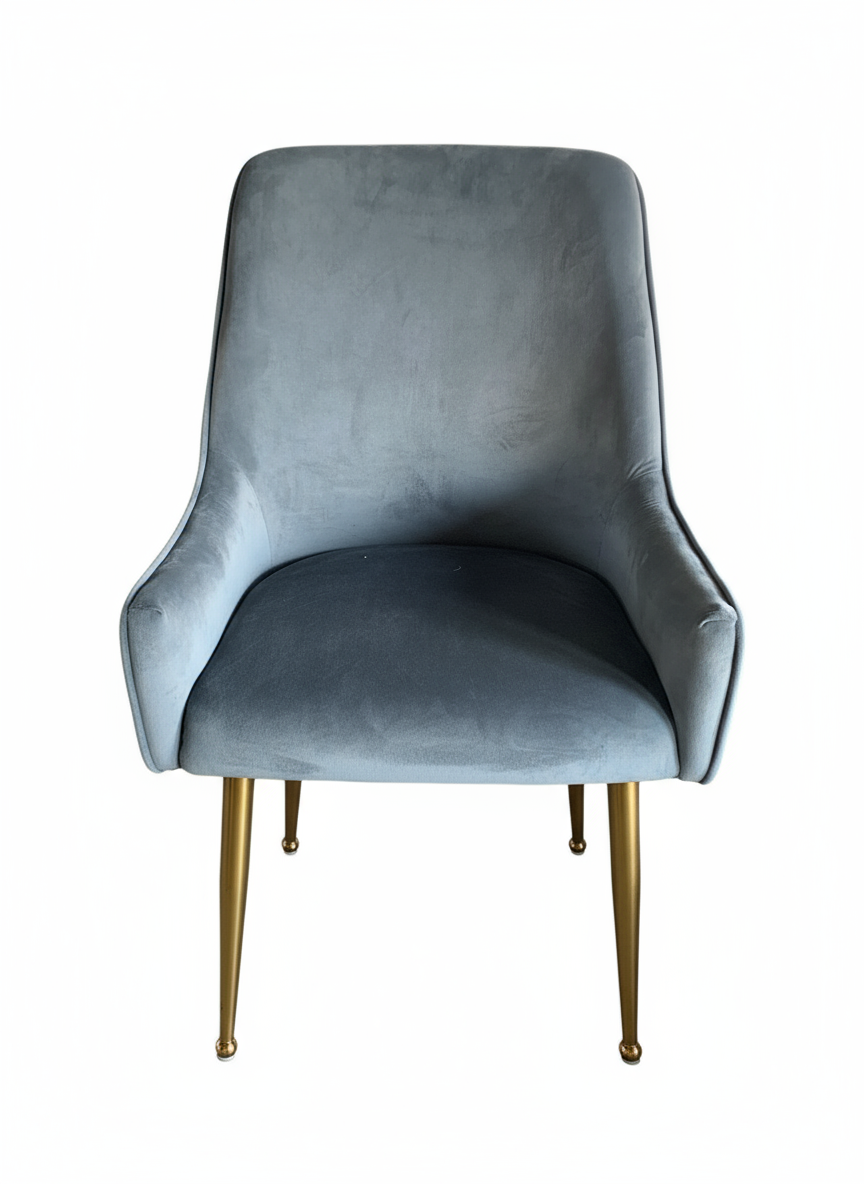 Luxury Grey Velvet Dining Chair with Gold Legs