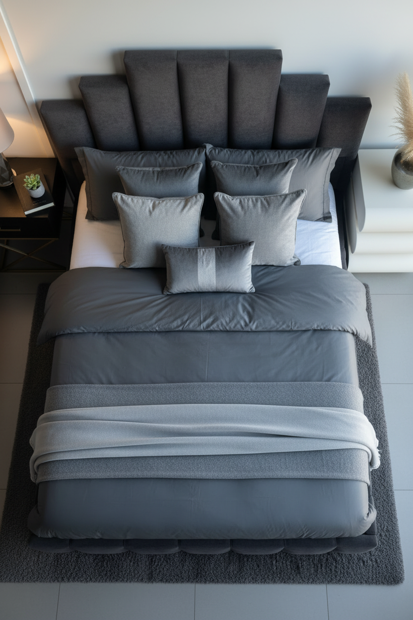 Jasmin Bed Charcoal Grey Top View