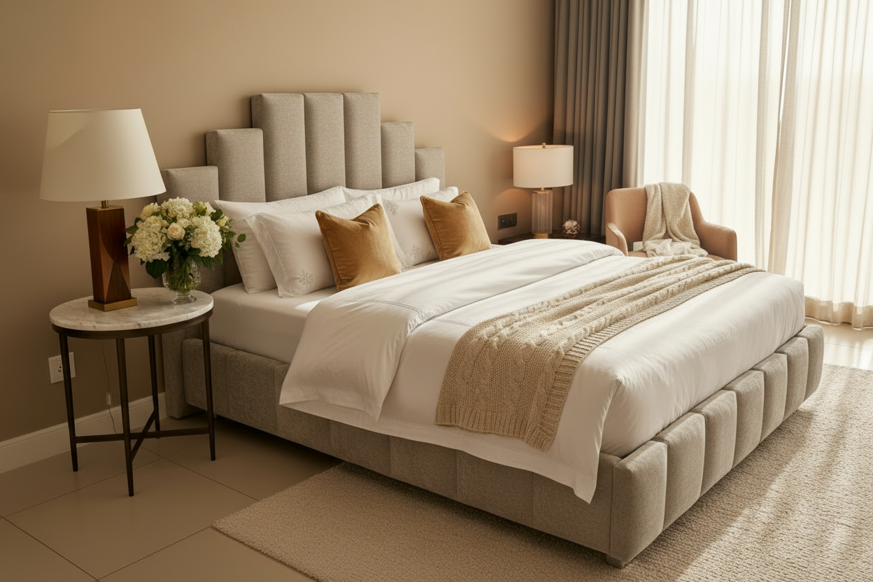 Jasmin Bed in Cream Beige