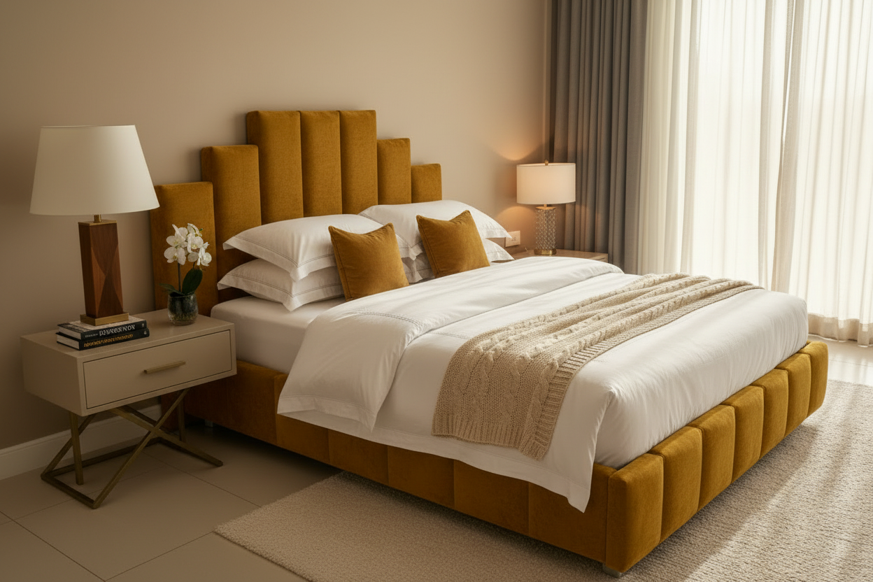 Jasmin Bed in Mustard Yellow
