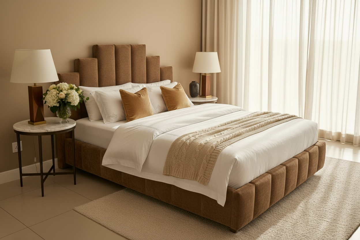 Jasmin Bed in Taupe Brown