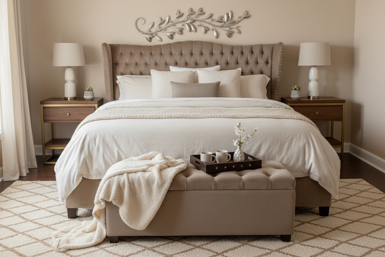 Jessica Bed in Taupe Brown