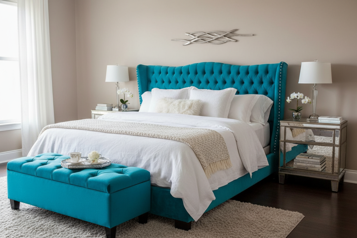 Jessica Bed in Turquoise