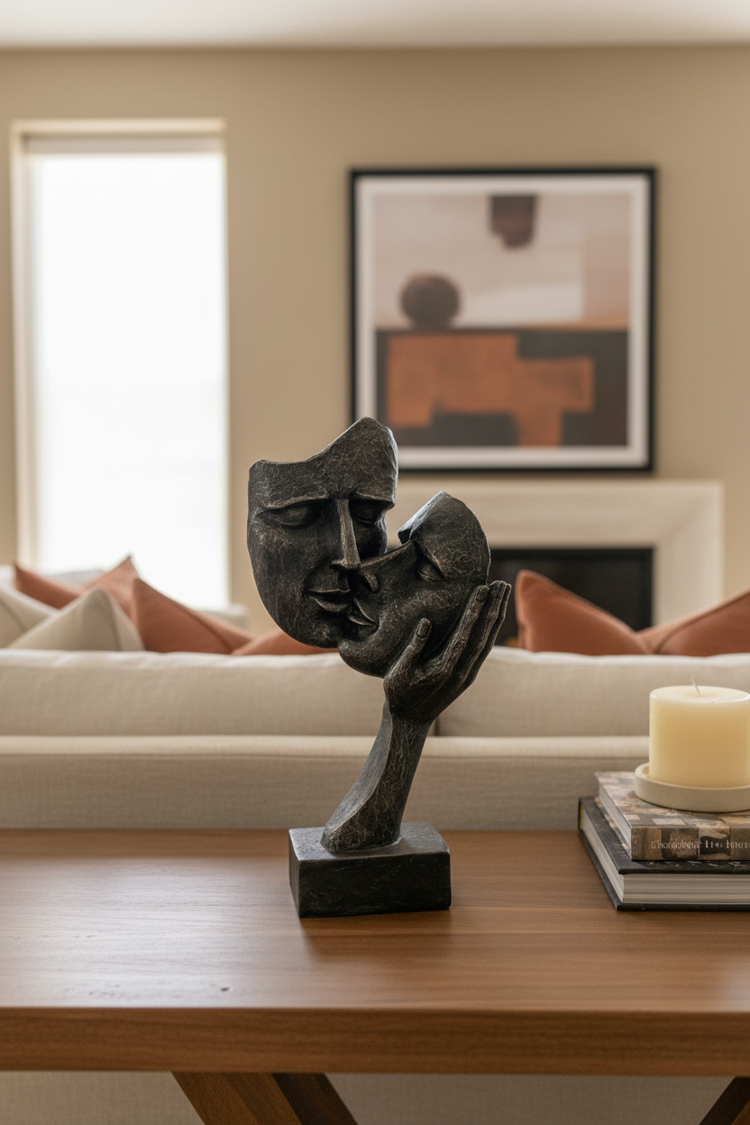 Kissing Faces Sculpture Lifestyle