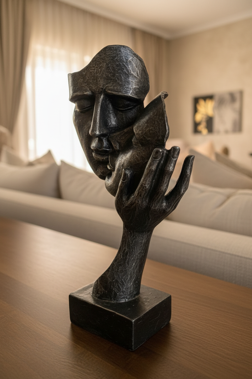 Kissing Faces Sculpture Side Angle Lifestyle