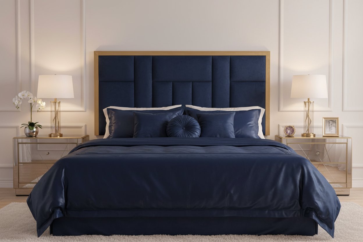 Kiyo Headboard Navy Blue Matching