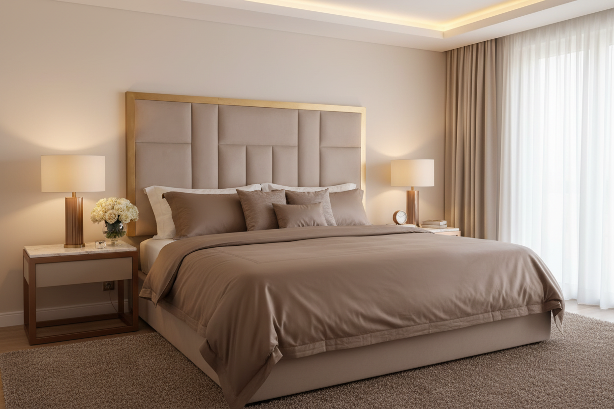 Kiyo Headboard Taupe Brown Complementary