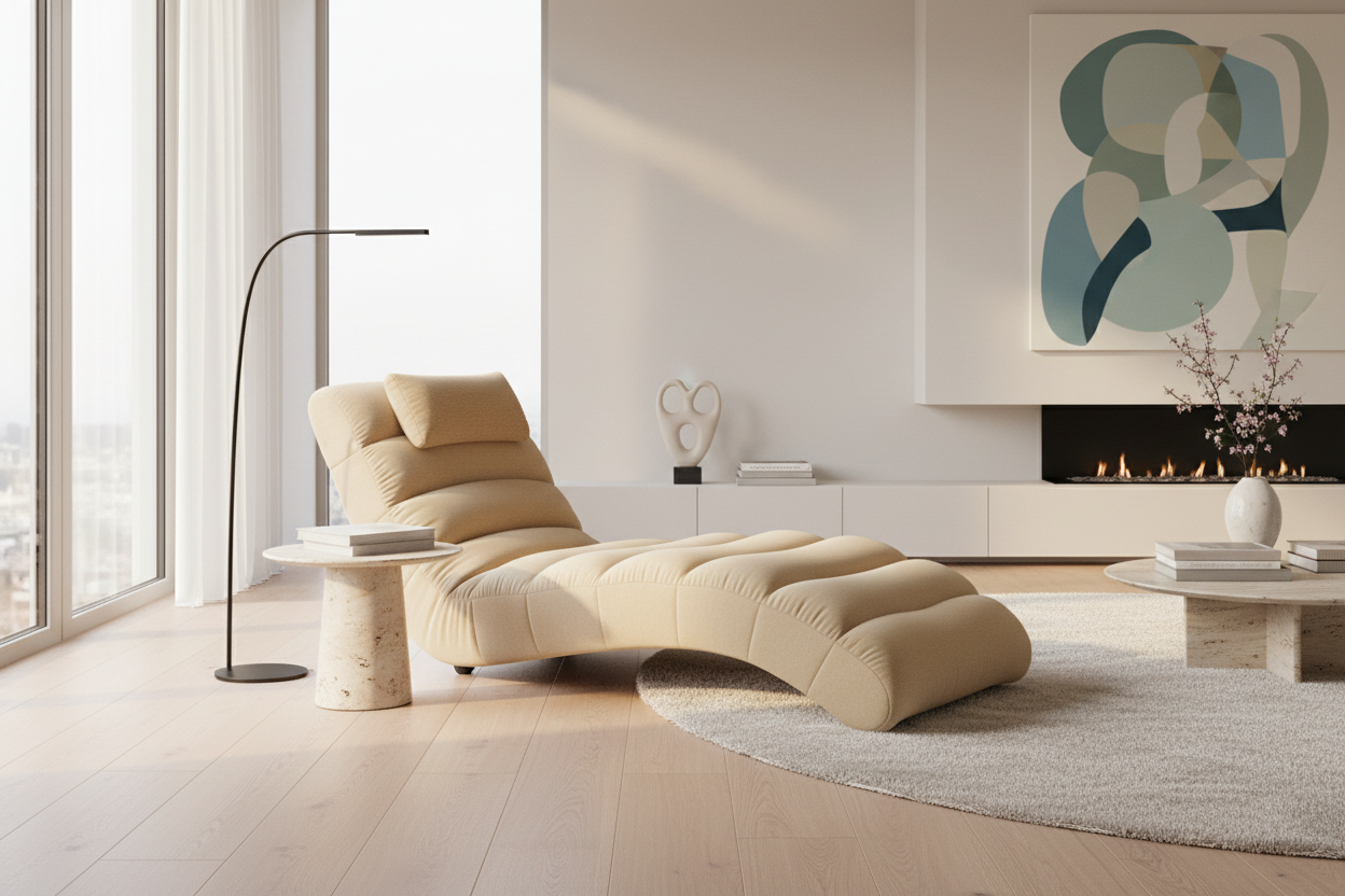 Lifestyle Image - Cream-Beige Chaise Lounge