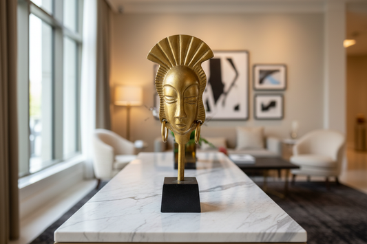 Lifestyle image of Egyptian-inspired sculptural head