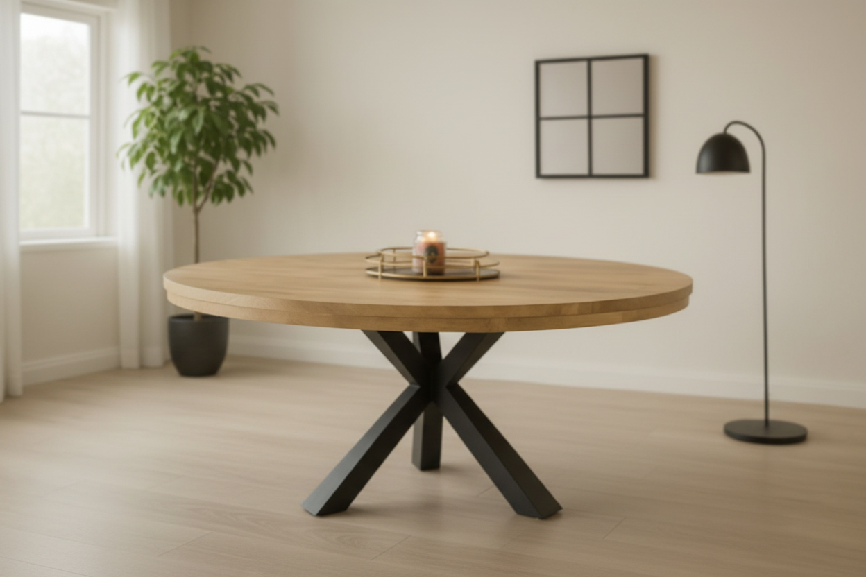 Low-angle lifestyle image of table without chairs