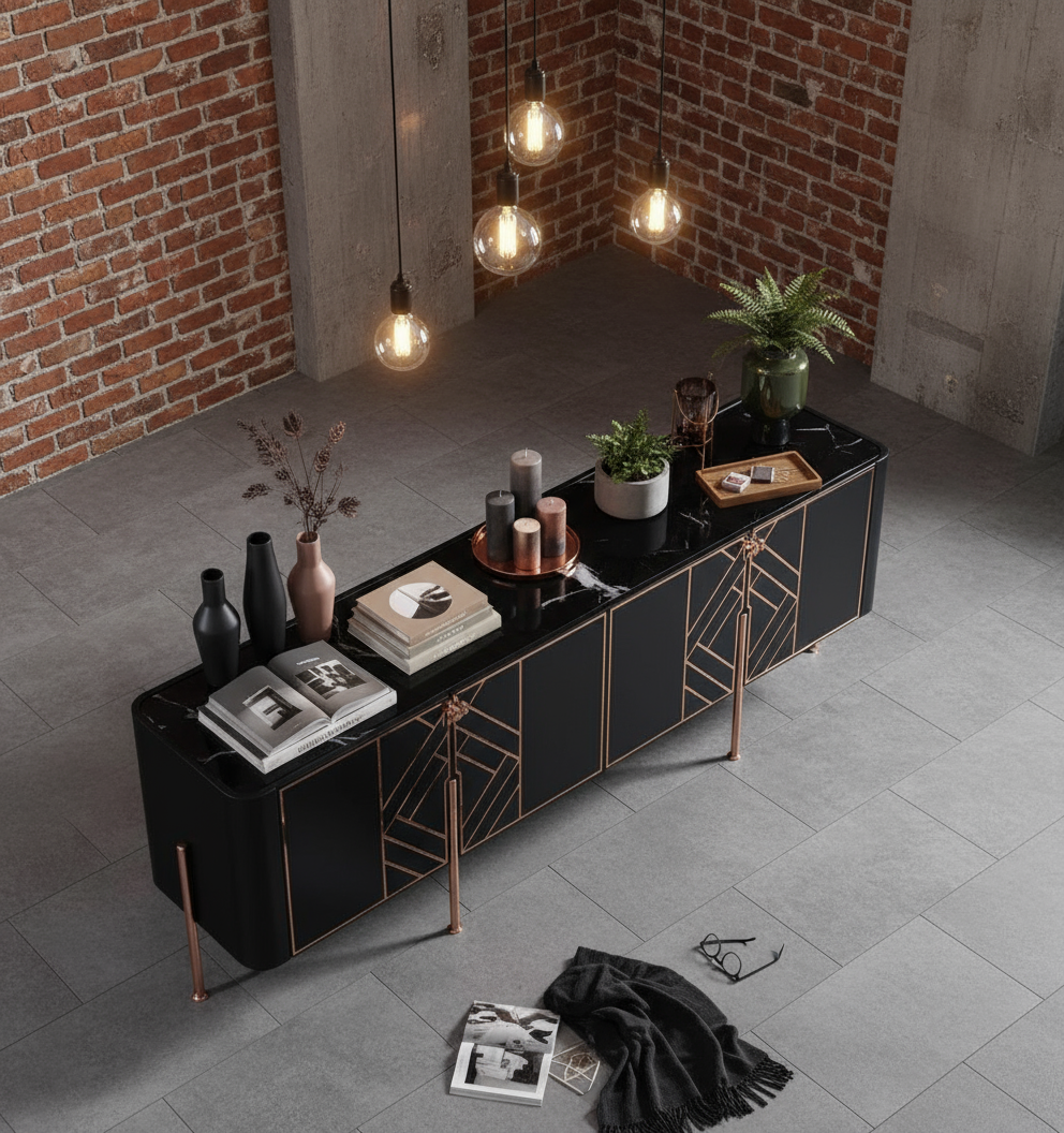 Lucca Console Top View Industrial Style