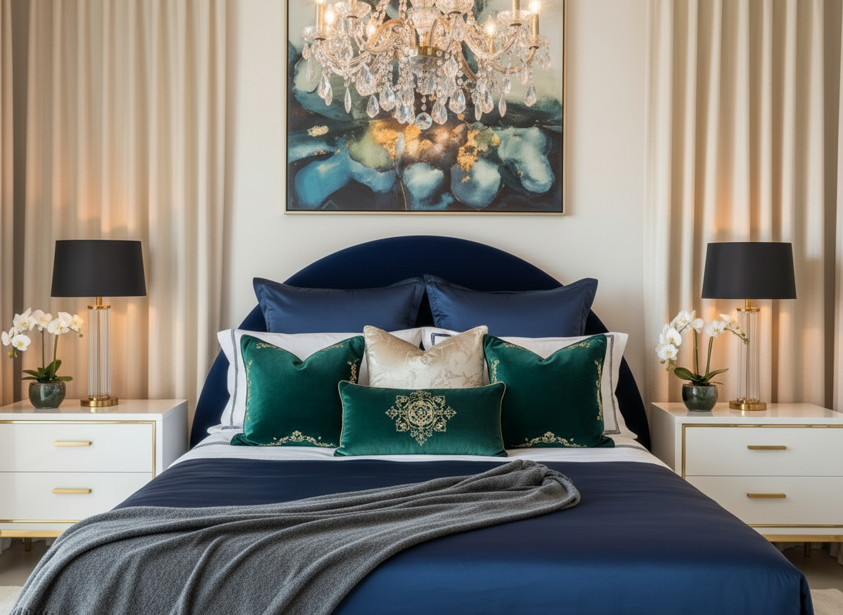 Luxurious bedroom lifestyle image - close view
