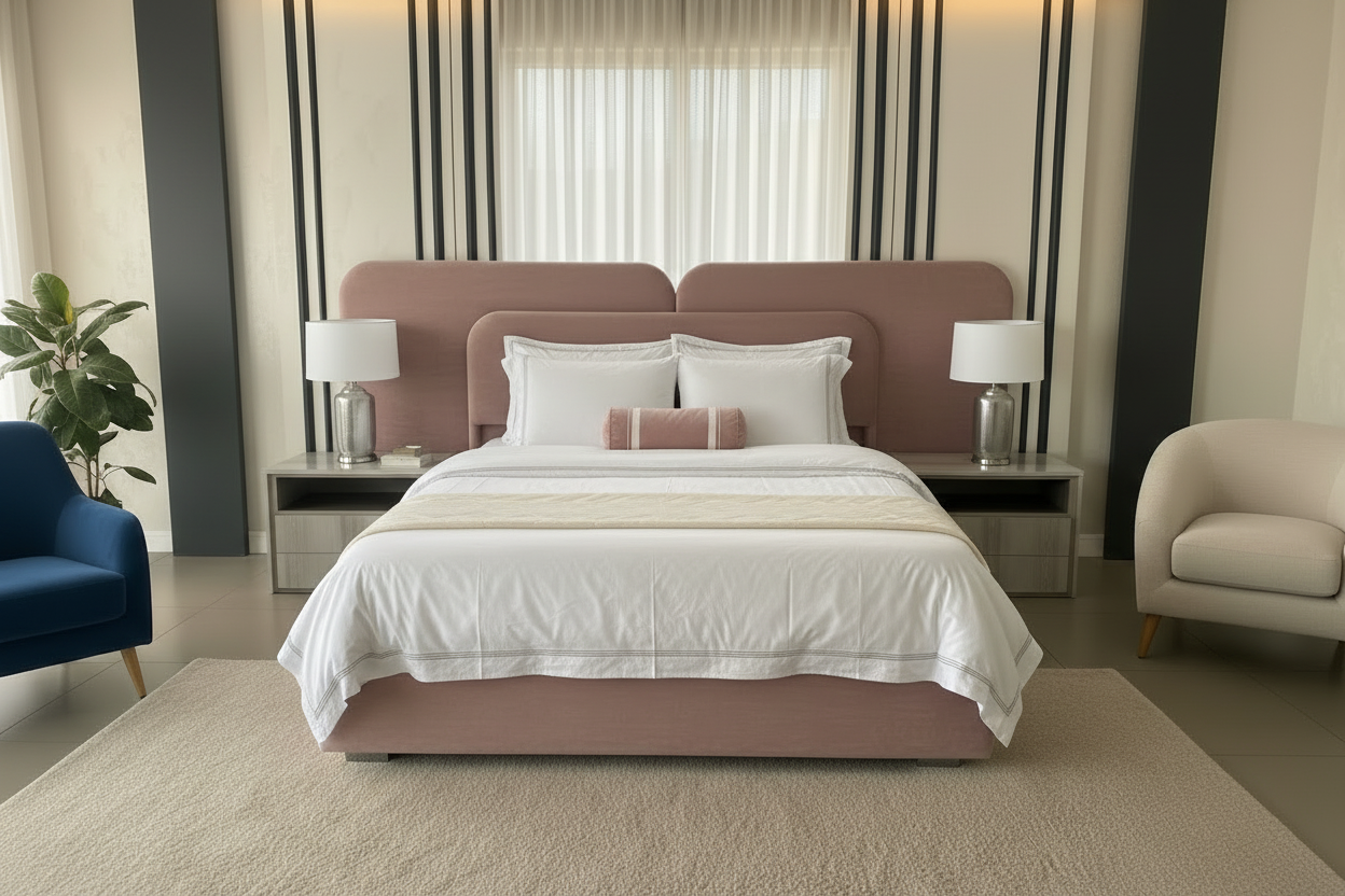 Lydia Bed Blush Pink Straight View