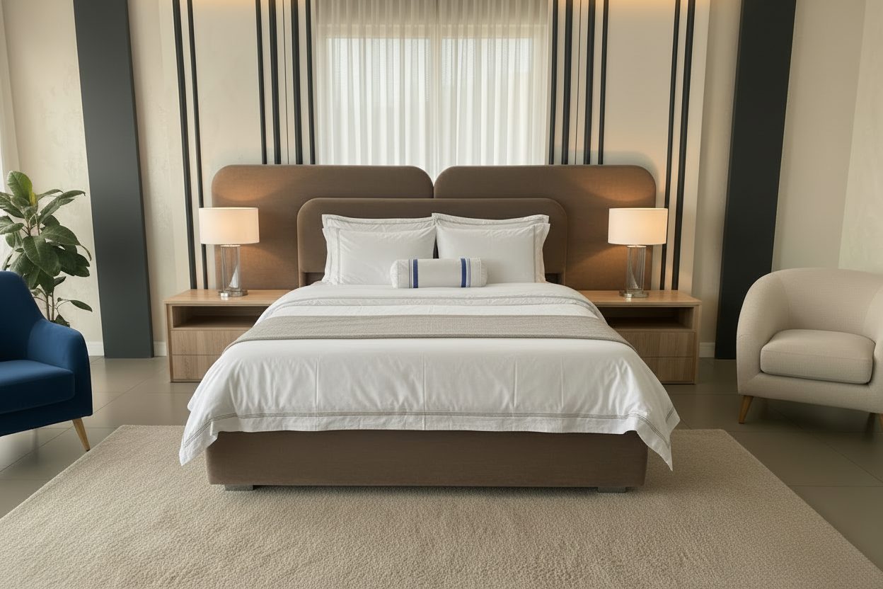 Lydia Bed Taupe Brown Straight View