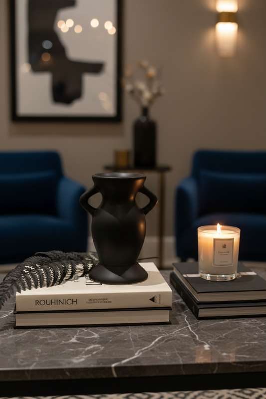 Matte Black Amphora Vase Lifestyle