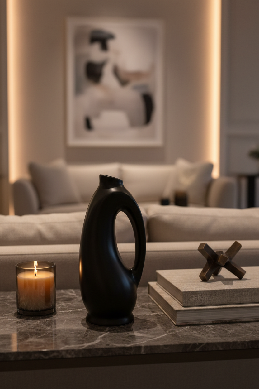 Matte Black Loop Vase Lifestyle