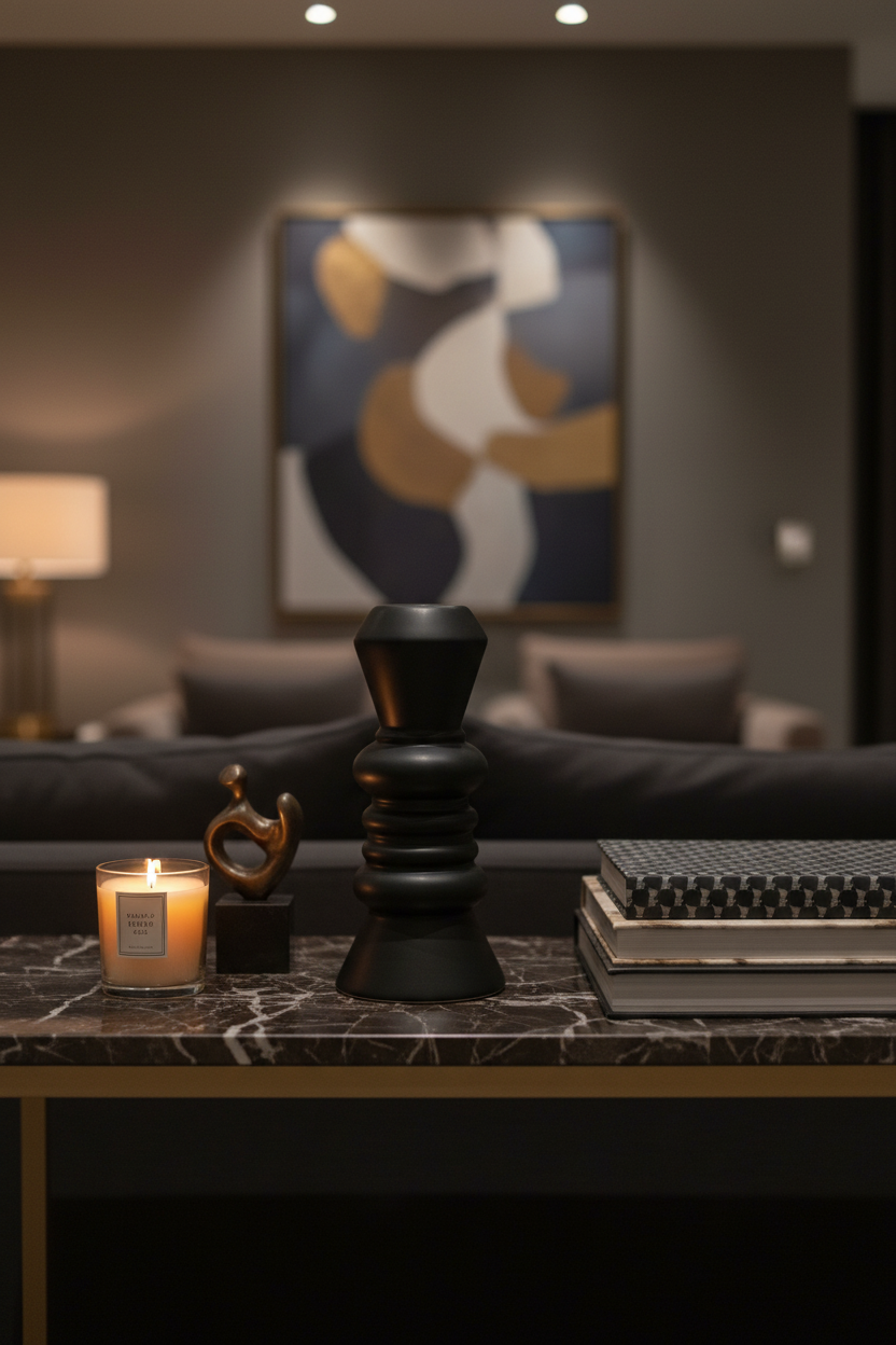 Matte Black Stacked Vase Lifestyle