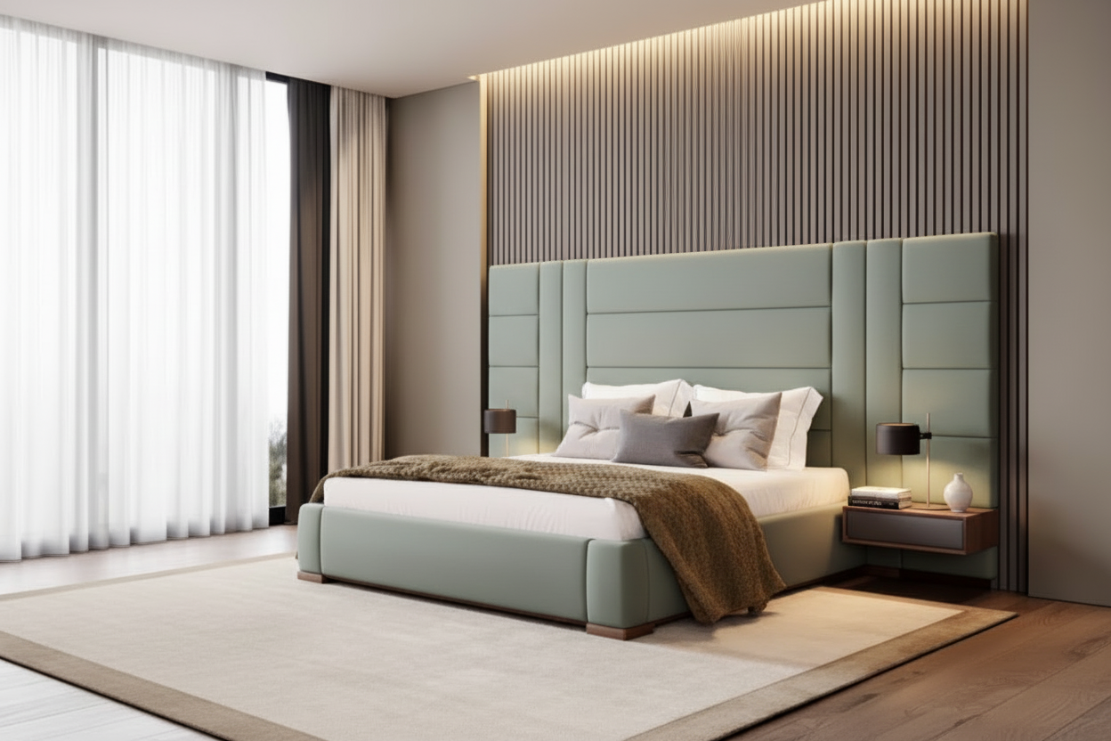 Mercury Headboard - Sage Green Lifestyle