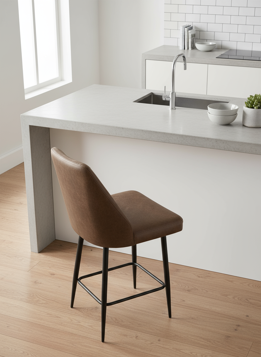 Minimalist kitchen island from above
