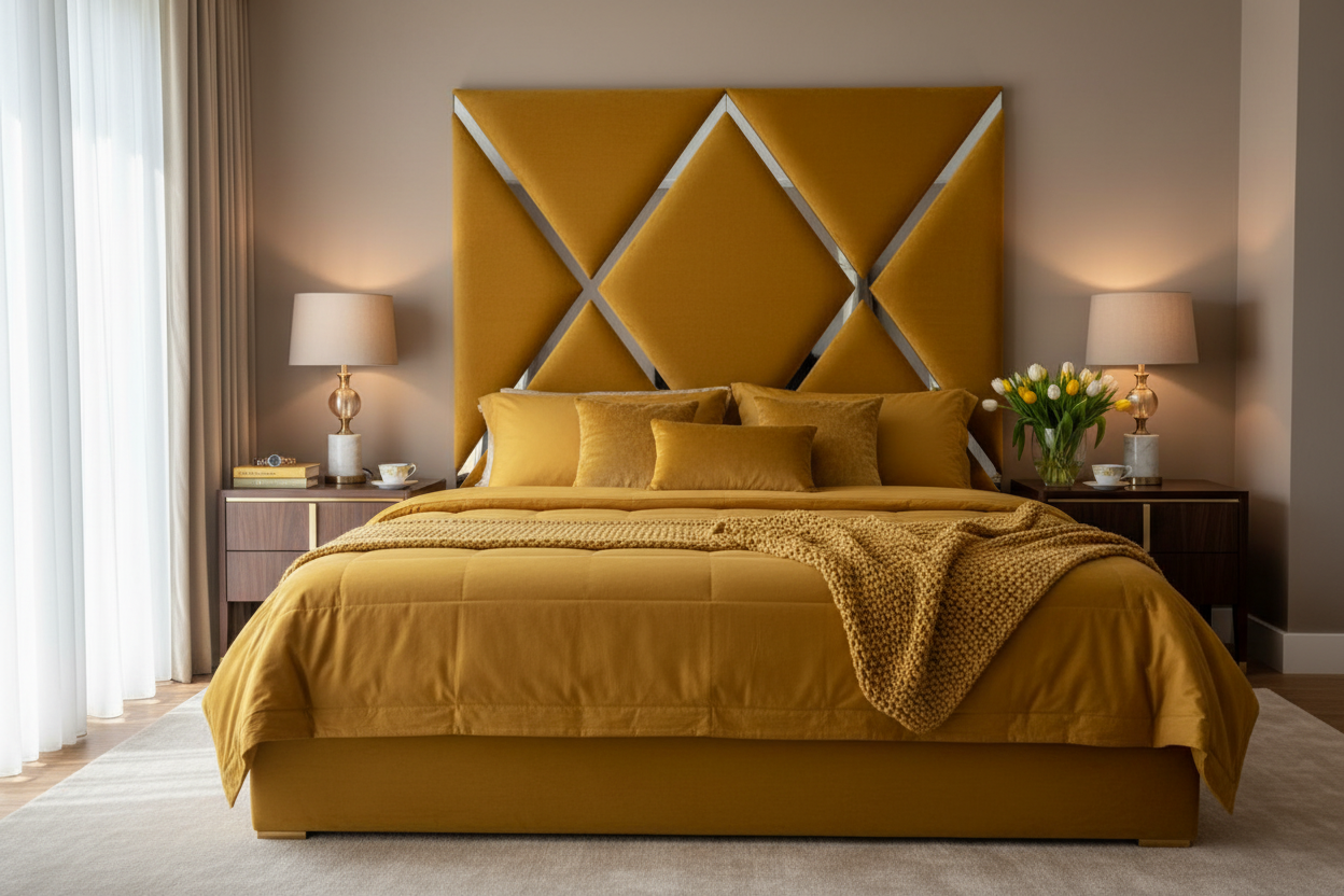 Mustard yellow Cresta bedroom suite
