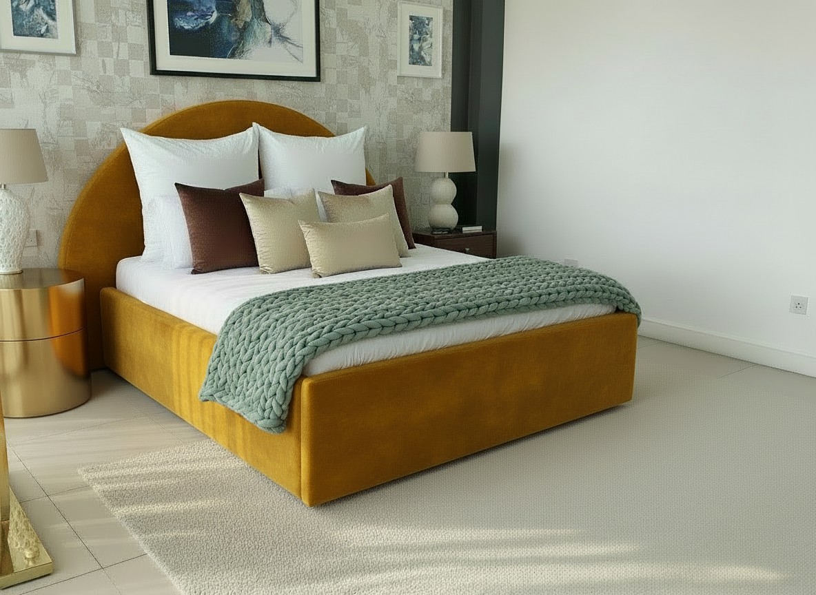 Mustard Yellow Moon Bed