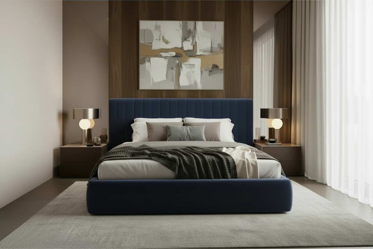 Navy blue bed