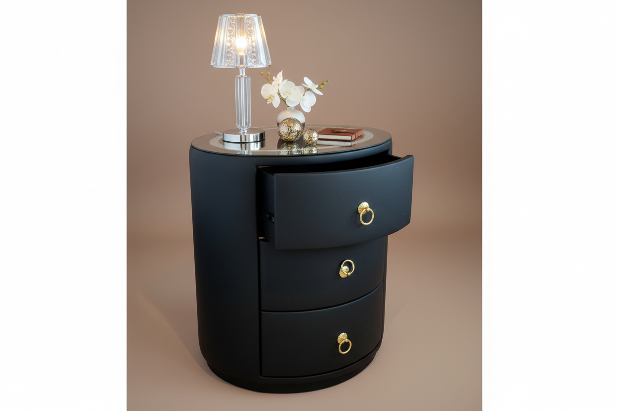 Open drawer angle styled studio shot