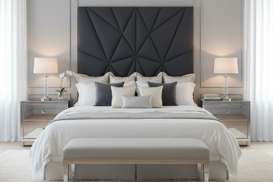 Pyramid Headboard - Charcoal Grey Front View