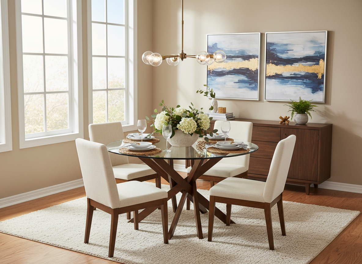Round Glass Top Dining Table Lifestyle