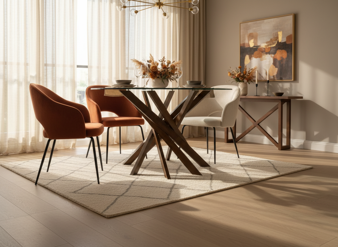 Round Glass Top Dining Table - Low Ground Angle