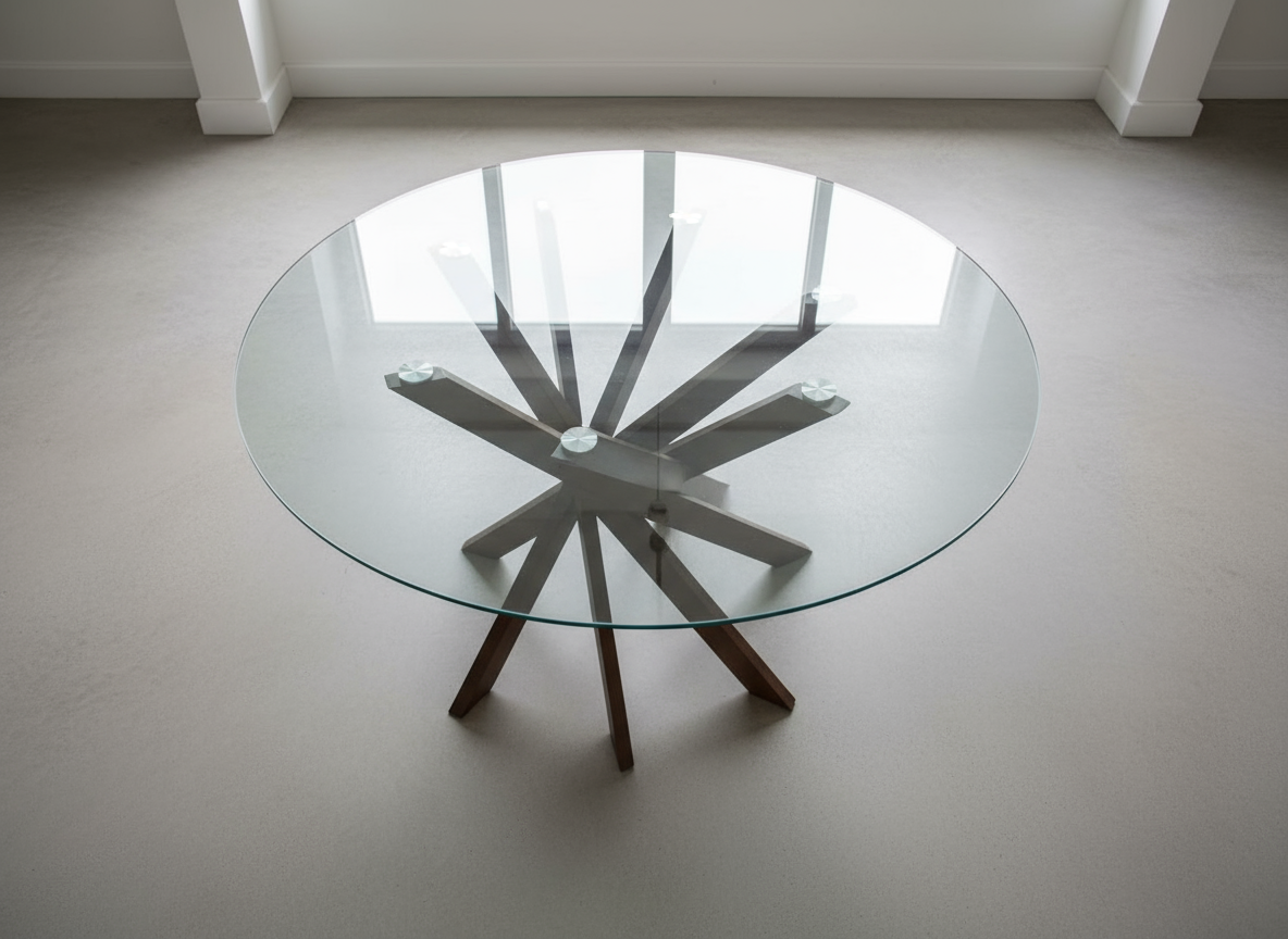 Round Glass Top Dining Table - Top Angle