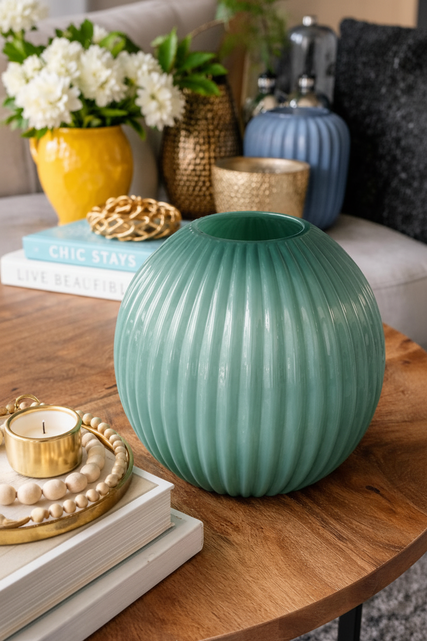 Sage Green Globe Vase Lifestyle