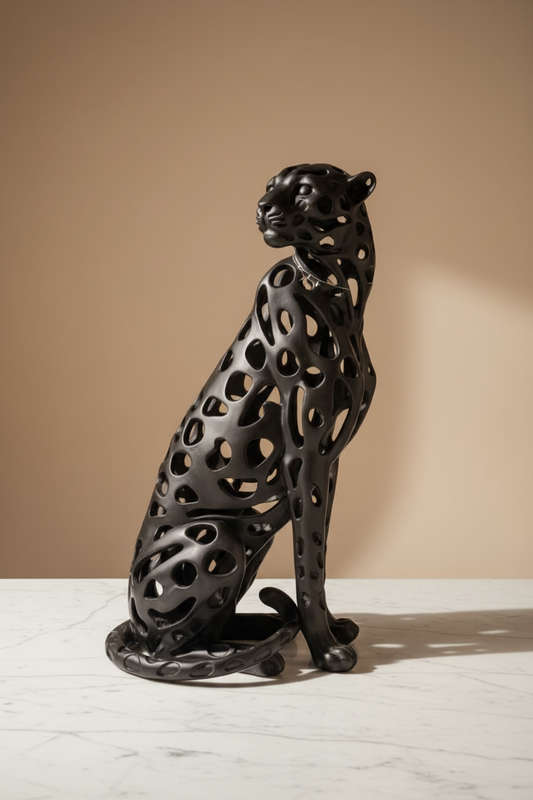 Seated Leopard Sculpture — Studio Lifestyle