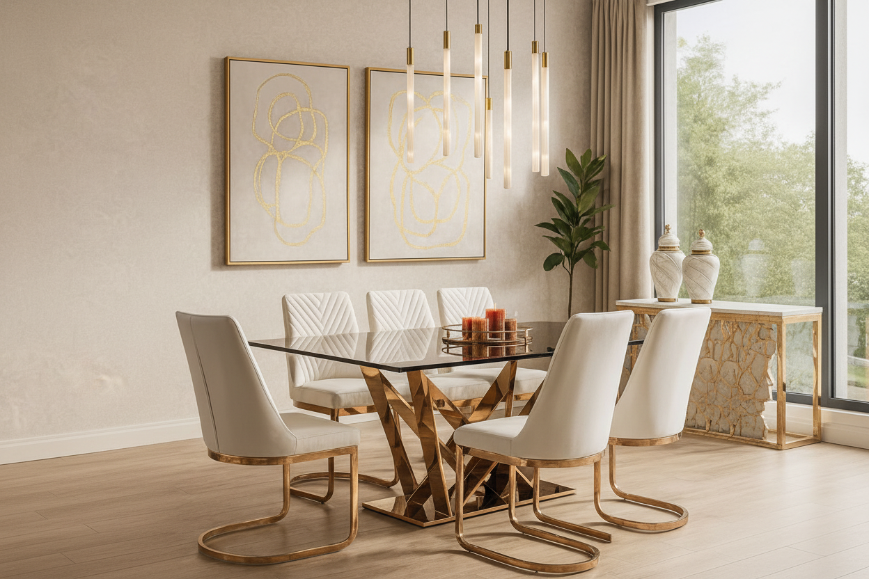 Sharp focus lifestyle image of dining table