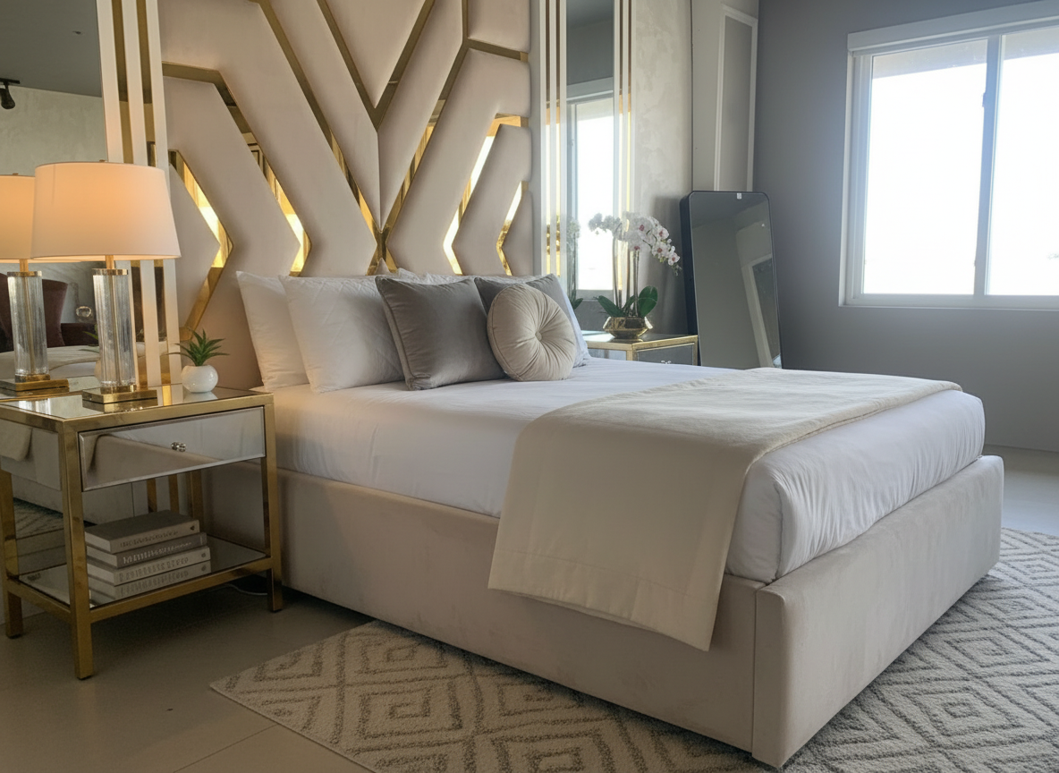 Side angle lifestyle bedroom scene
